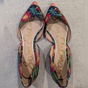 San Edelman Rodney tropical floral pointed toe flats size 8.5